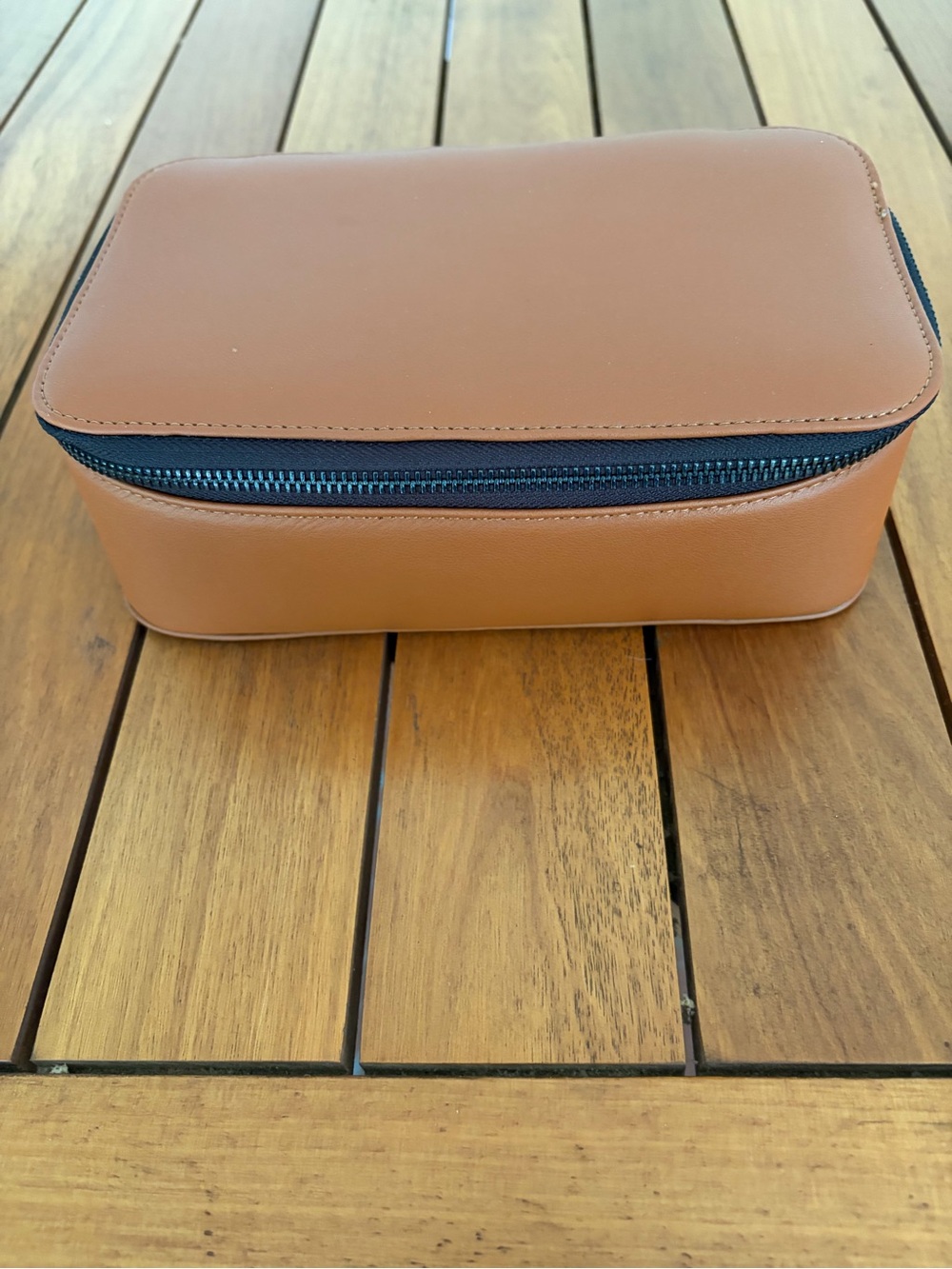 NEW! Men's Tan Leather Zip Travel Dopp Kit